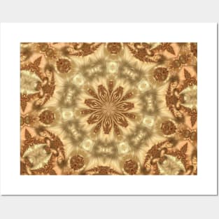 Molten Gold Fractal Mandala Kaleidoscope Abstract 2 Posters and Art